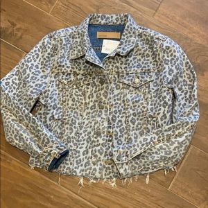 NWT GRLFRND denim cara raw hem cropped leopard